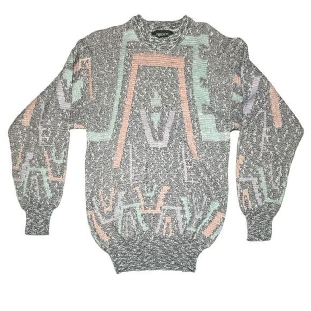 Vintage JT Beckett Medium 90s Grandpa Sweater‎ Geometric eclectic top 80s 90s